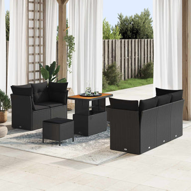 Tuin Sofa Set 8 st 5-Aantal zitplaatsen Zwart poly rattan