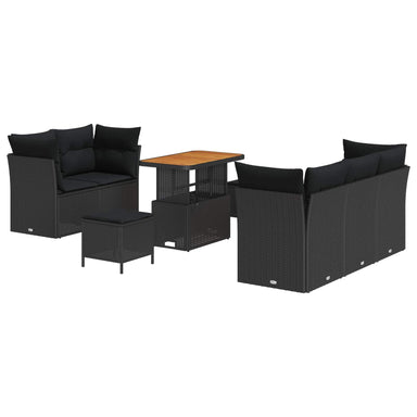 Tuin Sofa Set 8 st 5-Aantal zitplaatsen Zwart poly rattan