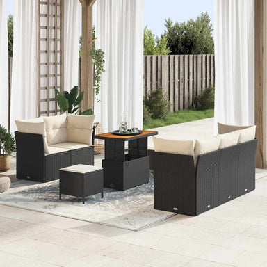 Tuin Sofa Set 8 st 5-Aantal zitplaatsen Zwart en Crème