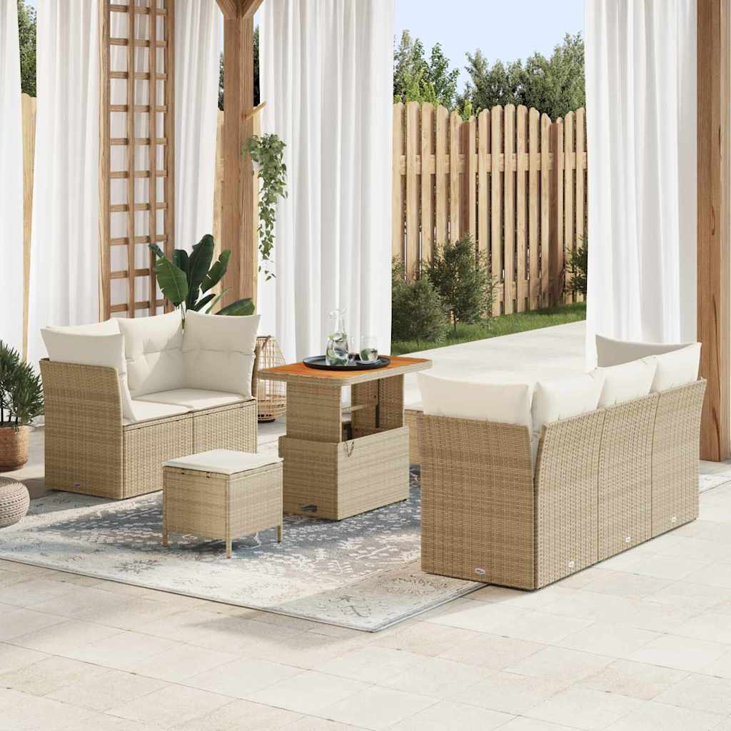 Tuin Sofa Set 8 st 5-Aantal zitplaatsen Beige en Crème