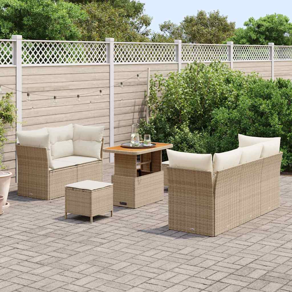 Tuin Sofa Set 8 st 5-Aantal zitplaatsen Beige en Crème
