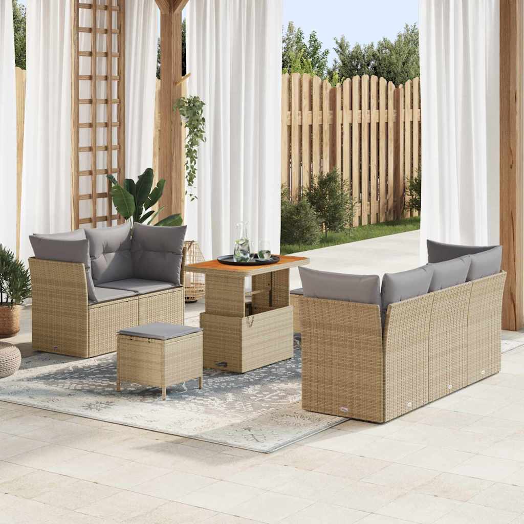 Tuin Sofa Set 8 st 5-Aantal zitplaatsen Beige en Licht Grijs