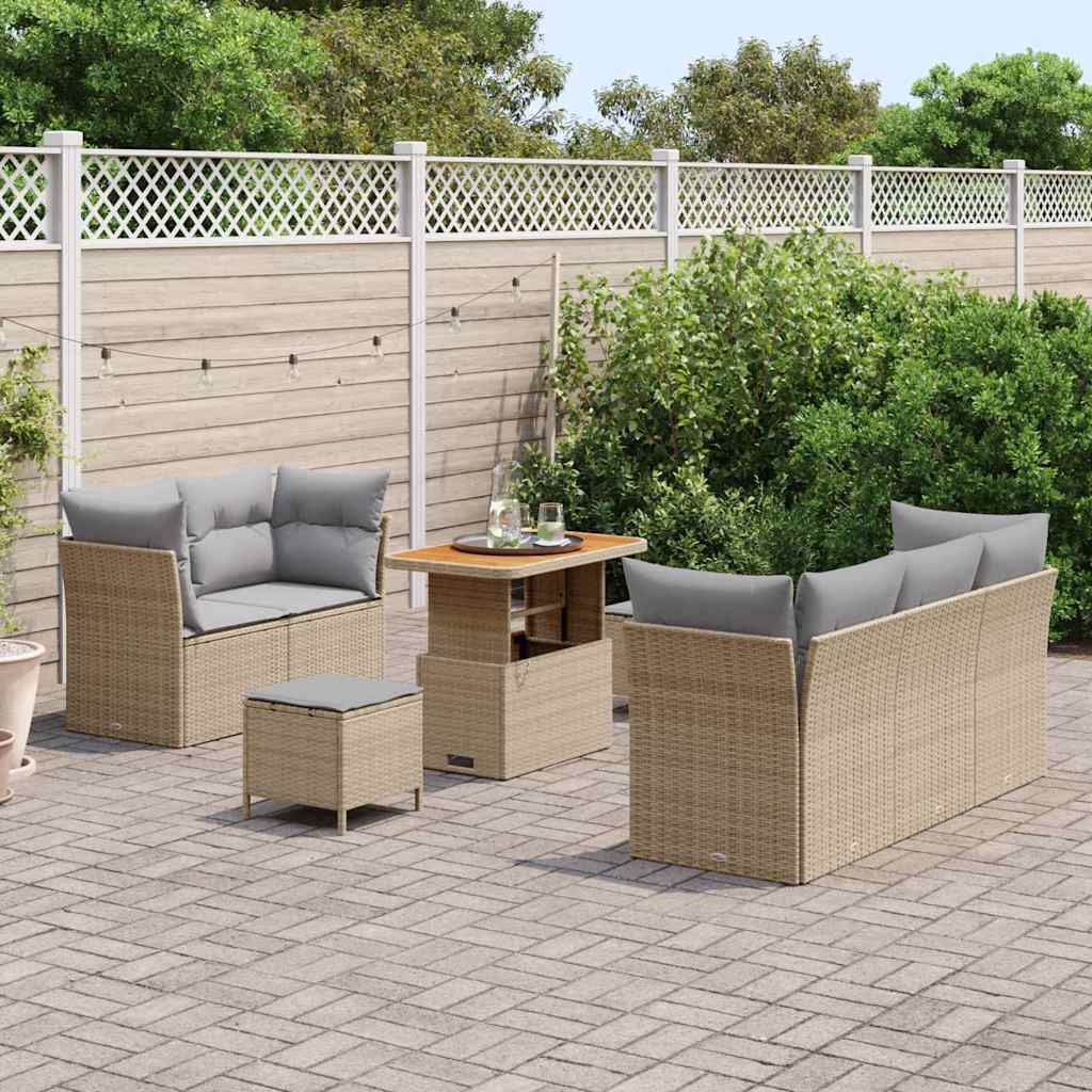 Tuin Sofa Set 8 st 5-Aantal zitplaatsen Beige en Licht Grijs