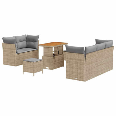 Tuin Sofa Set 8 st 5-Aantal zitplaatsen Beige en Licht Grijs