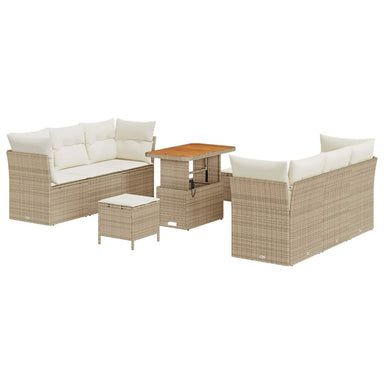 Tuin Sofa Set met kussen 9 pcs Beige en Crème poly rattan
