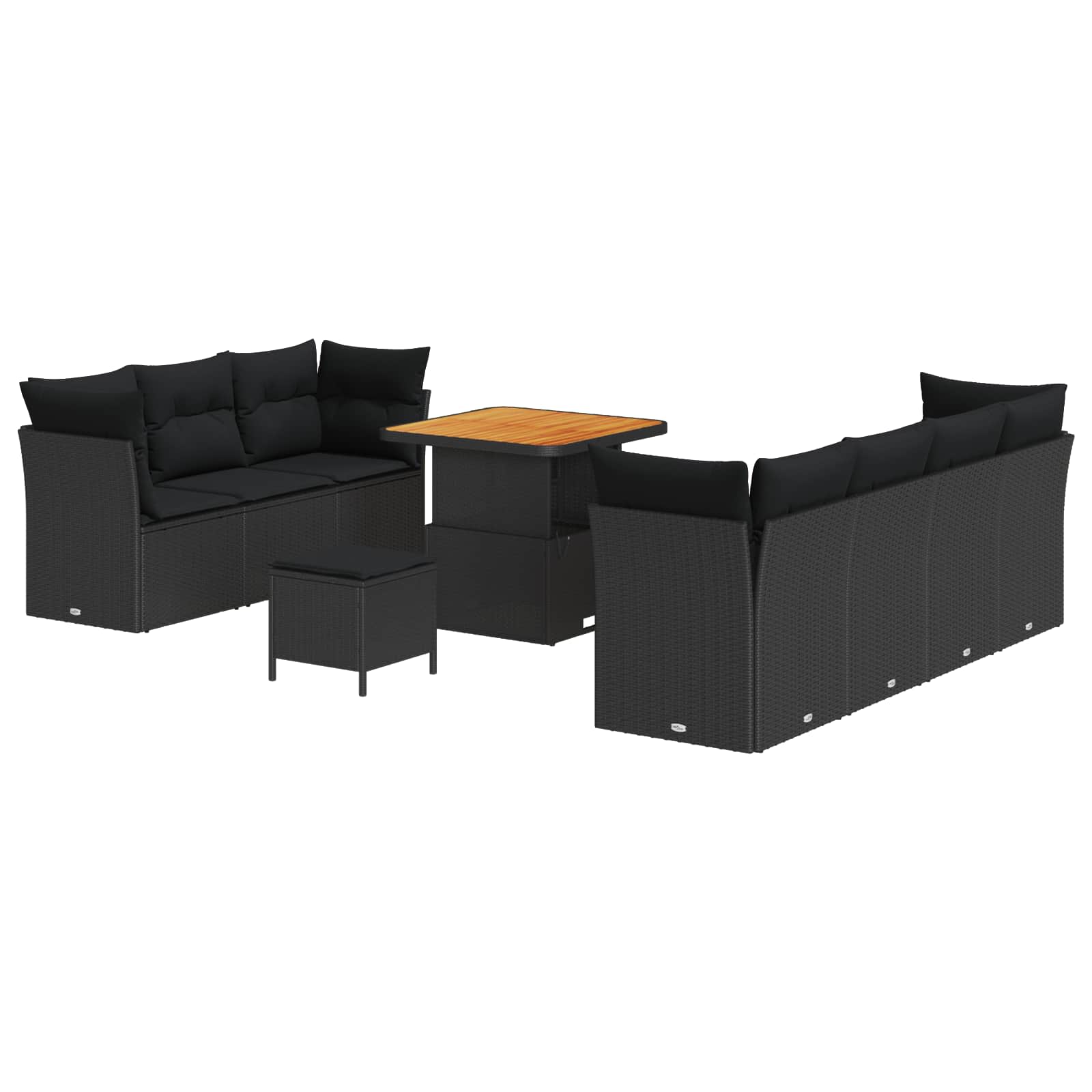 Tuin Sofa Set 10 pcs Zwart Poly rattan en gepoedercoat staal