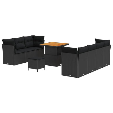 Tuin Sofa Set 10 pcs Zwart Poly rattan en gepoedercoat staal