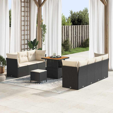 Tuin Sofa Set met kussen met opslag 10 pcs Zwart en crème