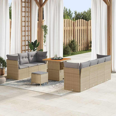 Tuin Sofa Set met kussen met opslag 10 pcs beige en lichtgrijs