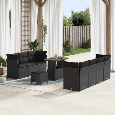 Tuin Sofa Set 10 pcs Zwart Poly rattan en gepoedercoat staal
