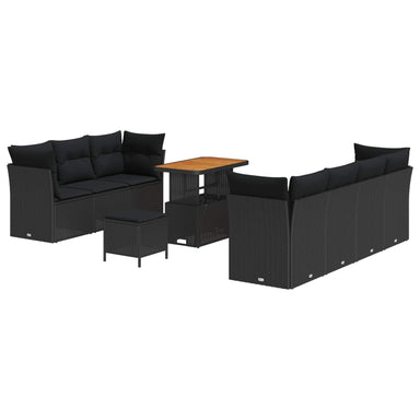 Tuin Sofa Set 10 pcs Zwart Poly rattan en gepoedercoat staal