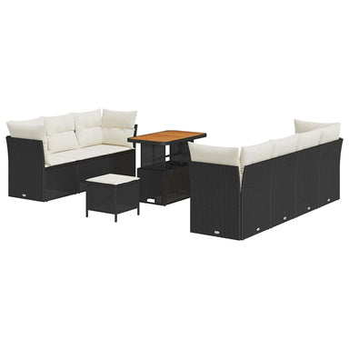 Tuin Sofa Set met kussen met opslag 10 pcs Zwart en crème