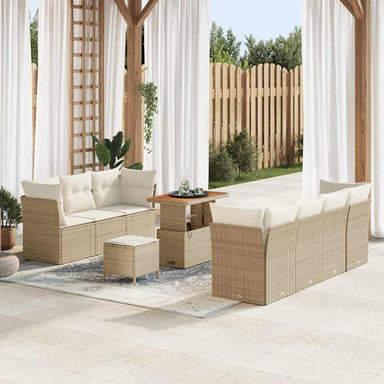 Tuin Sofa Set met kussen 10 pcs beige en crèmekleurig