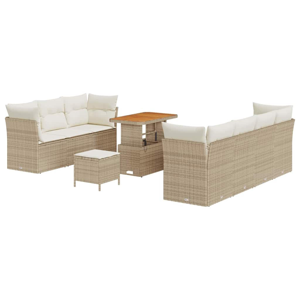 Tuin Sofa Set met kussen 10 pcs beige en crèmekleurig