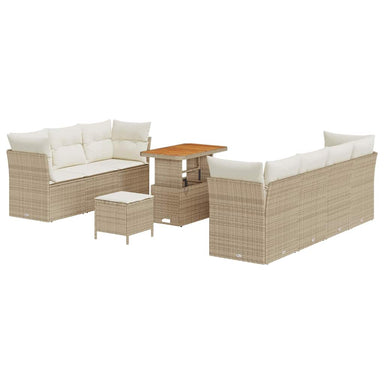 Tuin Sofa Set met kussen 10 pcs beige en crèmekleurig