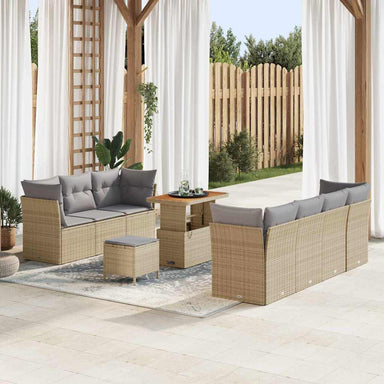 Tuin Sofa Set met kussen met opslag 10 pcs beige en lichtgrijs
