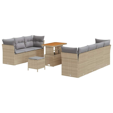 Tuin Sofa Set met kussen met opslag 10 pcs beige en lichtgrijs