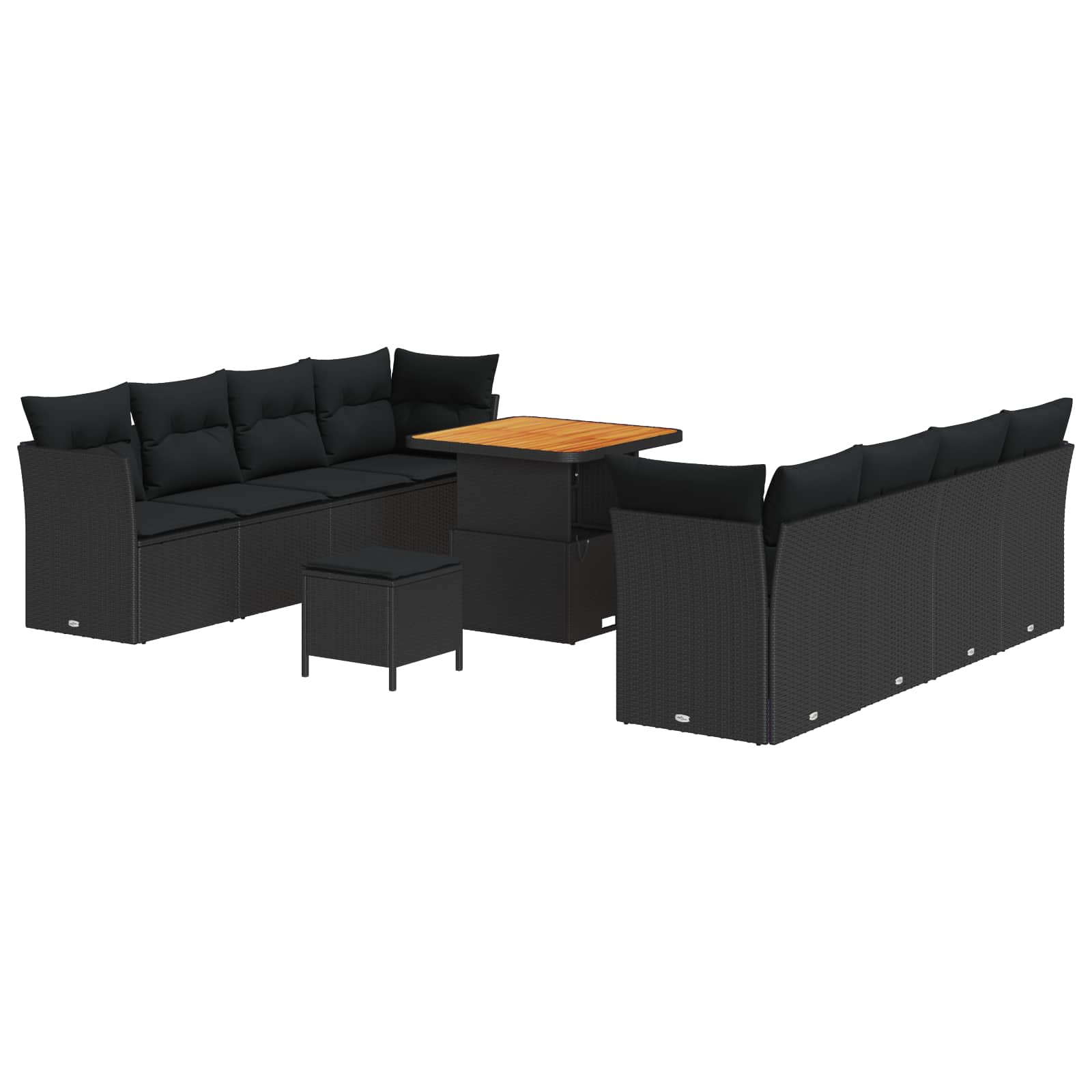 Tuin Sofa Set 11 st 8-Aantal zitplaatsen Zwart poly rattan