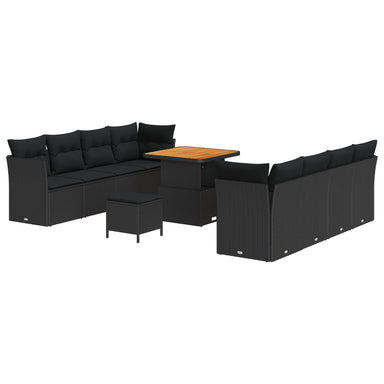 Tuin Sofa Set 11 st 8-Aantal zitplaatsen Zwart poly rattan