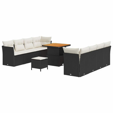 Tuin Sofa Set 11 st 8-Aantal zitplaatsen Zwart en Crème