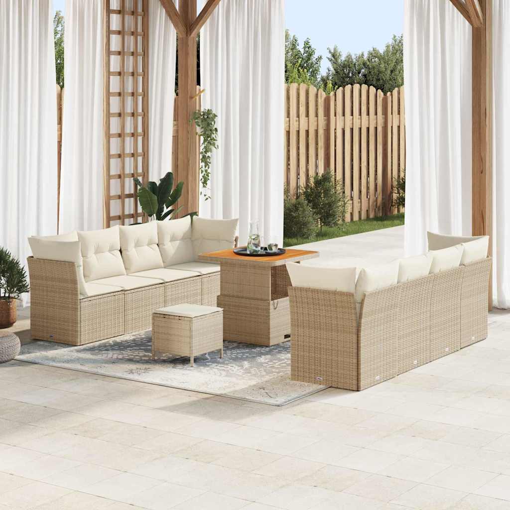 Tuin Sofa Set 11 st 8-Aantal zitplaatsen Beige en Crème