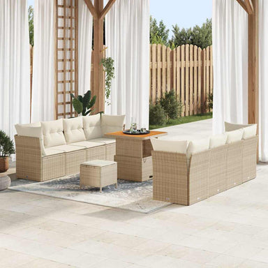 Tuin Sofa Set 11 st 8-Aantal zitplaatsen Beige en Crème
