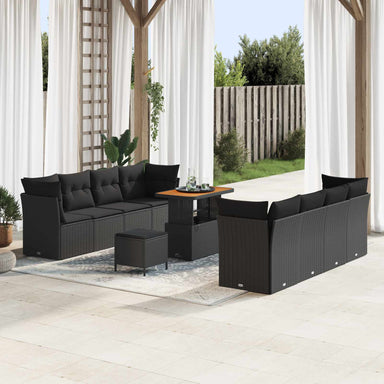 Tuin Sofa Set 11 st 8-Aantal zitplaatsen Zwart poly rattan