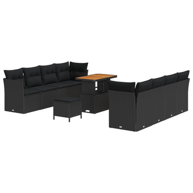 Tuin Sofa Set 11 st 8-Aantal zitplaatsen Zwart poly rattan