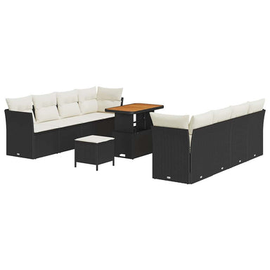 Tuin Sofa Set 11 st 8-Aantal zitplaatsen Zwart en Crème