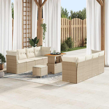 Tuin Sofa Set 11 st 8-Aantal zitplaatsen Beige en Crème