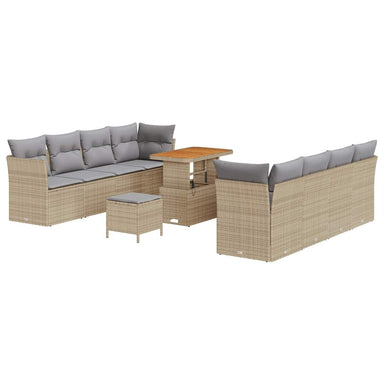 Tuin Sofa Set 11 st 8-Aantal zitplaatsen Beige en Licht Grijs