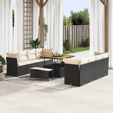 Tuin Sofa Set 11 st 8-Aantal zitplaatsen Zwart en Crème