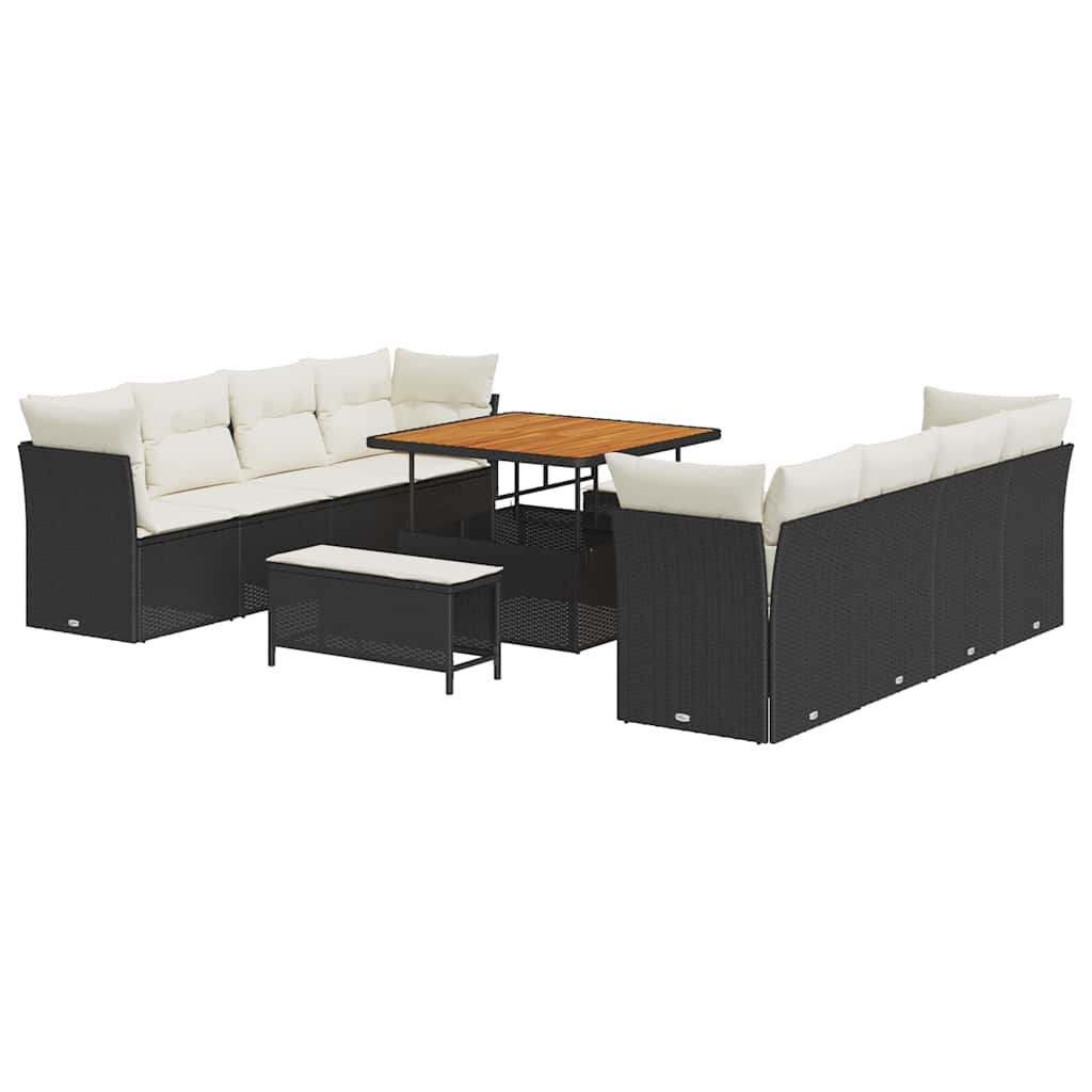 Tuin Sofa Set 11 st 8-Aantal zitplaatsen Zwart en Crème