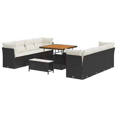 Tuin Sofa Set 11 st 8-Aantal zitplaatsen Zwart en Crème