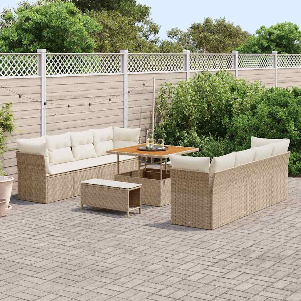 Tuin Sofa Set 11 st 8-Aantal zitplaatsen Beige en Crème
