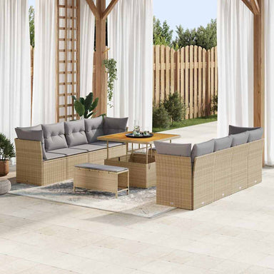 Tuin Sofa Set 11 st 8-Aantal zitplaatsen Beige en Licht Grijs