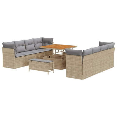 Tuin Sofa Set 11 st 8-Aantal zitplaatsen Beige en Licht Grijs