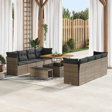 Tuin Sofa Set 11 st 8-Aantal zitplaatsen Grijs poly rattan