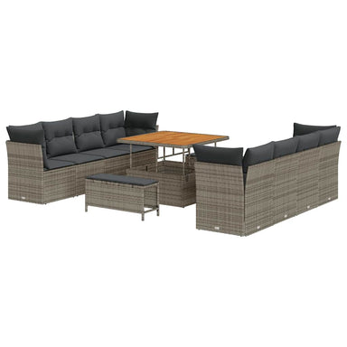 Tuin Sofa Set 11 st 8-Aantal zitplaatsen Grijs poly rattan