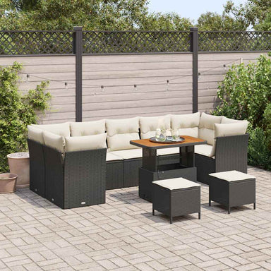 Tuin Sofa Set 10 st 7-Aantal zitplaatsen Zwart en Crème