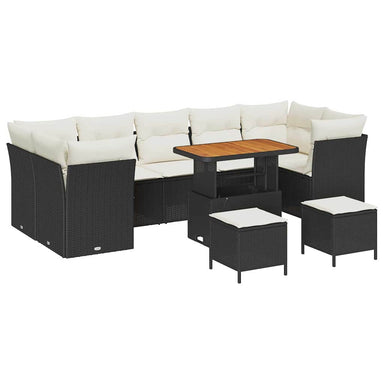 Tuin Sofa Set 10 st 7-Aantal zitplaatsen Zwart en Crème