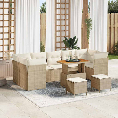 Tuin Sofa Set 10 st 7-Aantal zitplaatsen Beige en Crème