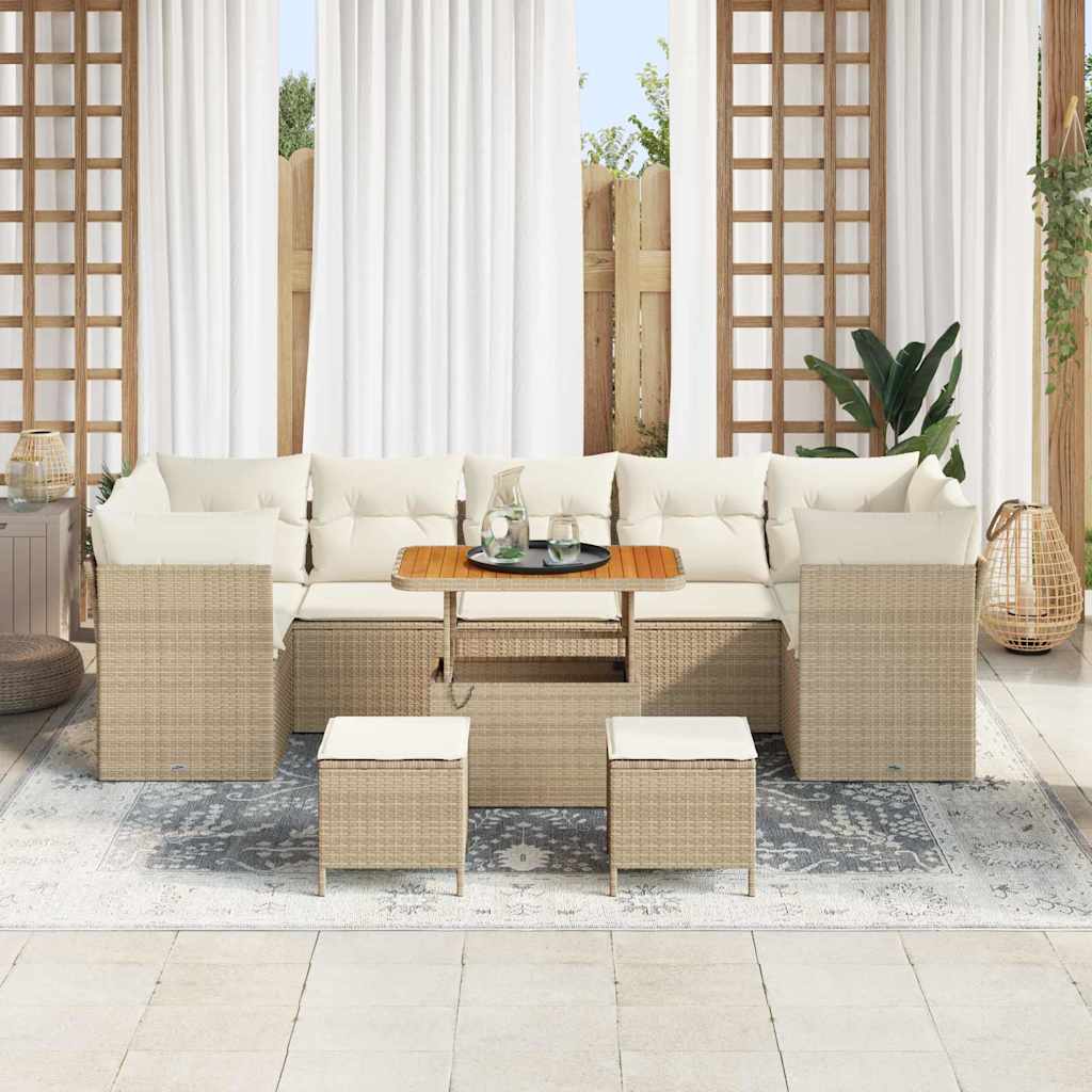 Tuin Sofa Set 10 st 7-Aantal zitplaatsen Beige en Crème