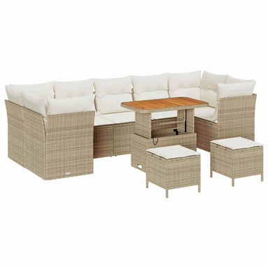 Tuin Sofa Set 10 st 7-Aantal zitplaatsen Beige en Crème