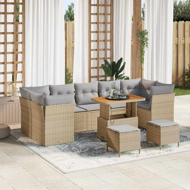 Tuin Sofa Set 10 st 7-Aantal zitplaatsen Beige en Licht Grijs