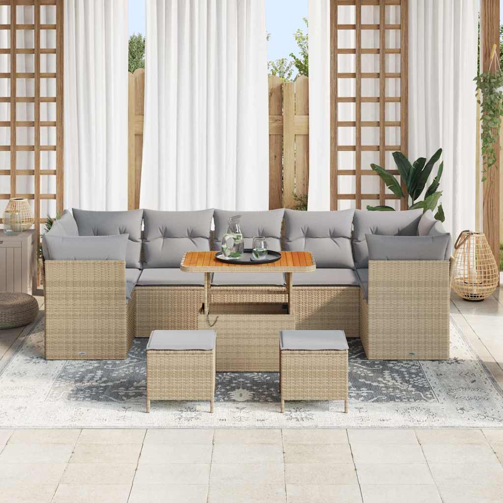 Tuin Sofa Set 10 st 7-Aantal zitplaatsen Beige en Licht Grijs