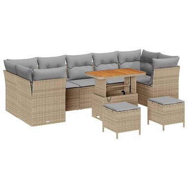 Tuin Sofa Set 10 st 7-Aantal zitplaatsen Beige en Licht Grijs