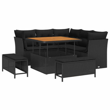 Tuin Sofa Set 8 st 5-Aantal zitplaatsen Zwart poly rattan