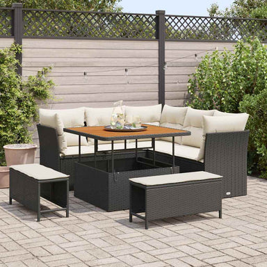 Tuin Sofa Set 8 st 5-Aantal zitplaatsen Zwart en Crème