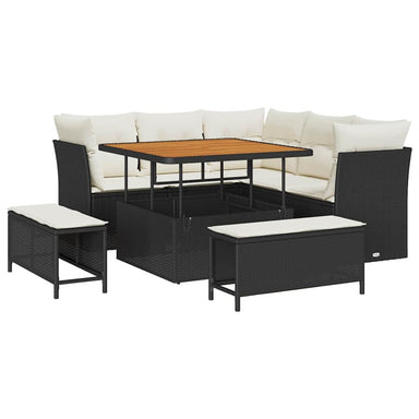 Tuin Sofa Set 8 st 5-Aantal zitplaatsen Zwart en Crème